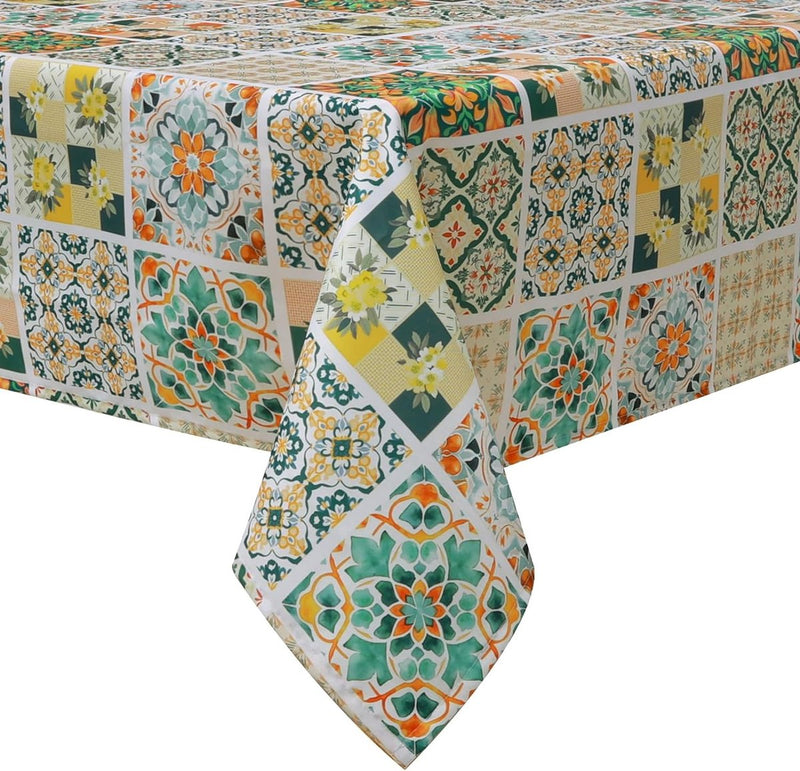 Tafelkleed rechthoekige geometrie, Boheems, waterafstotend, tafelkleed, decoratie, polyester tafelkleed voor keuken, feesten, lente/zomer (153 x 213 cm)