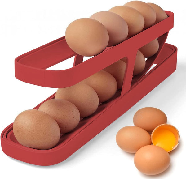 Rollende eierhouder voor koelkast, eierhouder Koelkastrol Eierdispenser Koelkast Eiercontainer Eierdoos Eierhouder Eiercontainer voor koelkast Eierenopslagkoelkast 12-14 eieren