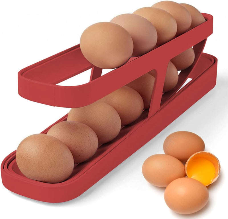 Rollende eierhouder voor koelkast, eierhouder Koelkastrol Eierdispenser Koelkast Eiercontainer Eierdoos Eierhouder Eiercontainer voor koelkast Eierenopslagkoelkast 12-14 eieren