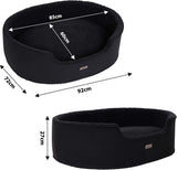 Hondenmand met omkeerbaar kussen en wasbare hoes, maatvaste hondenmand met antislipnoppen, 92x72 cm, gezellig huisdierbed voor honden en katten met pluche, zwart