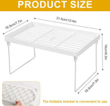 Set van 2 kleine planken, desktop-organizer, staand rek, stapelrek, plankinzet, kunststof met inklapbare metalen poten, kruidenrek voor kantoor, badkamer, keuken, opbergplanken, organisatie,