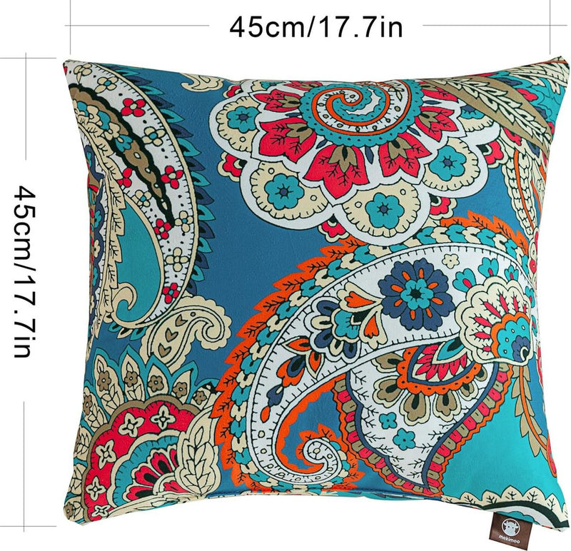 2-pack decoratieve kussensloop binnen buiten huisdecoratie woonkamer slaapbank (45x45cm, blauwe trompetbloemen)