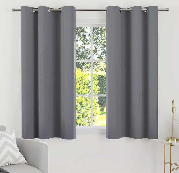 Kamerverduisterende verduisteringsgordijnen (2 panelen met 2 kussenslopen) Effen voor slaapkamer en woonkamer, lichtblokkering, koude- en warmte-isolatie, 44 x 54 inch - middengrijs