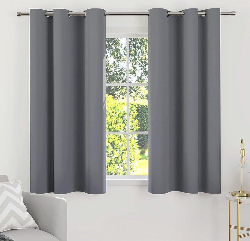 Kamerverduisterende verduisteringsgordijnen (2 panelen met 2 kussenslopen) Effen voor slaapkamer en woonkamer, lichtblokkering, koude- en warmte-isolatie, 44 x 54 inch - middengrijs