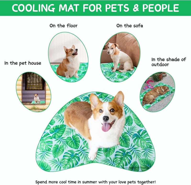 Koelmat voor honden, koelkussen voor honden en katten, koelmat voor huisdieren, niet-giftige gel-zelfkoelende mat, opvouwbaar, koelkussen voor warme zomer, 50 x 65 cm
