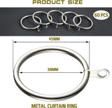 60 stuks metalen gordijnringen, gordijnringen, 38 mm binnendiameter, gordijnophangringen voor gordijnroeden voor raam, deur, douchegordijn (zilver)