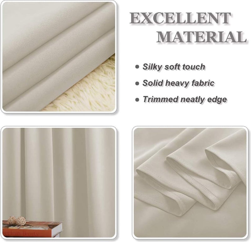 gordijnen keuken modern lusgordijn set van 2 H 145 x B 140 cm raamgordijnen met lussen gordijn ondoorzichtig keukengordijnen black-out Curtain, lichtbeige