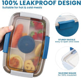 Broodtrommel met vakken, 2000 ml, broodtrommel voor kinderen en volwassenen, slacontainer, slabox, lekvrij, bento box, snackbox met 4 vakken, slakom voor school, kantoor, BPA-vrij