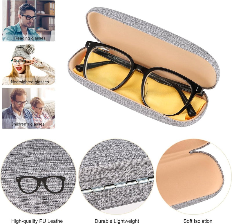 Brillenkoker Hard Shell 4-delige beschermhoes voor brillen Brillenopbergdoos Brillendoos Draagbare harde brillenkoker Geschikt voor de meeste brillen en zonnebrillen, geel
