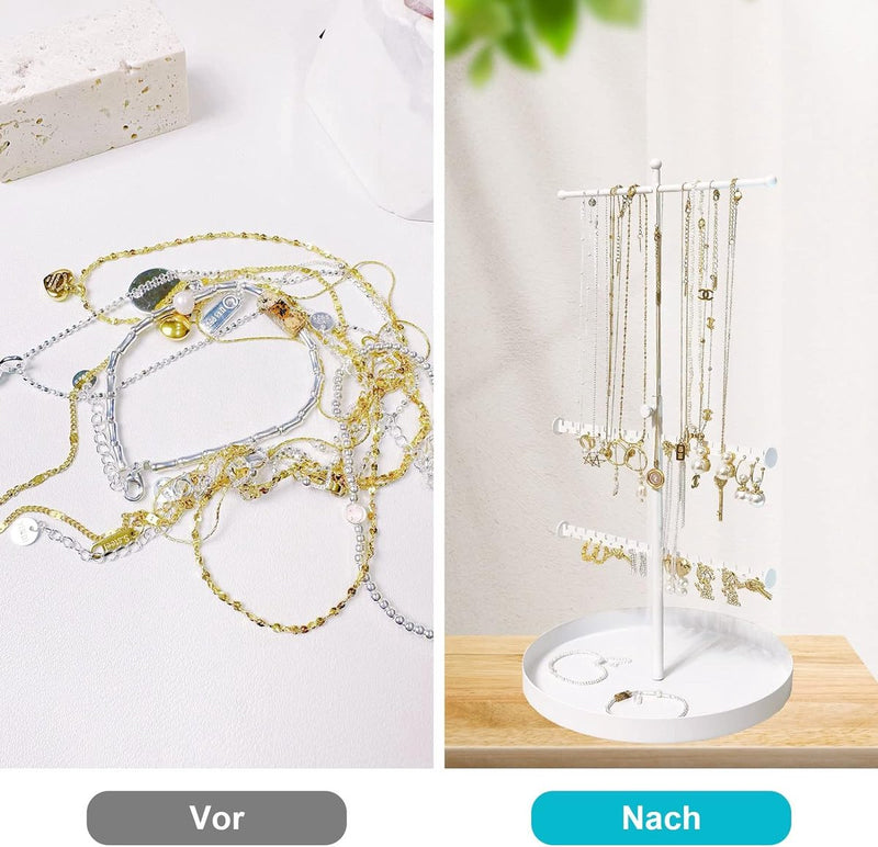 T-vormige sieradenstandaard, sieradenhouder, kettinghouder, sieradenboom, kettingstandaard, horlogestandaard, oorbelhouder, sieradenopslag voor kettingen, oorbellen, armbanden, ringen,