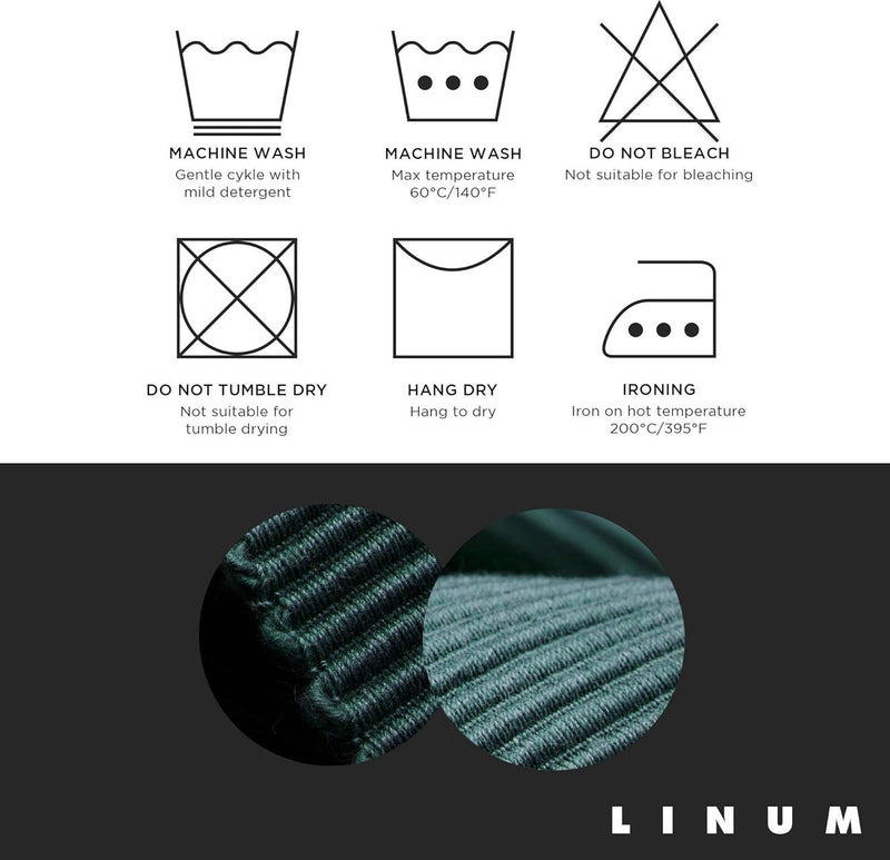 i Set van 4 placemats voor eettafel 35 x 46 cm, 100% geribbeld katoen, machinewasbaar, donker olijfgroen