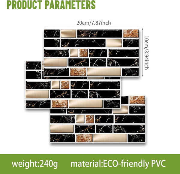 Tegelstickers mozaïek wandtegels muursticker zelfklevende decoratieve tegelstickers voor keuken badkamer, peel en stick 27 stuks (10 x 20 cm)