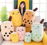 Bubble Tea pluche dier Boba, knuffel, pluche poppen, zacht knuffeldier, theekop, zachte pop, kussen, kinderspeelgoed, blauw, scheel, 35 cm