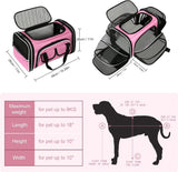 Huisdiertas, huisdierdrager voor katten en kleine honden in de auto, voegtuig of in de trein, roze
