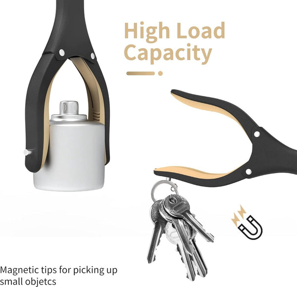 Opvouwbare grijper, 0° - 180° gebogen arm, 360° roterende kop, 80 cm lange grijper met magnetische punten voor afvalinzameling, afvalinzameling, armverlenging, (goud)