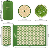 Acupressuurset Acupressuurmat Kussenzak Massagebal Verlicht rugpijn en nekpijn Spierontspanning (groen-beige)