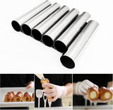 Cannoli-bakvormen, 21 stuks, schuimrolvormen, cannoli-buizen, 12 cm roestvrij staal, cannoli-vorm, voor cannoli-buizen, croissant, bakvormen, vorm met reinigingsborstel en pijppunt