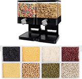 Double Cereal dispenser, vierkante keramische dispenser, versnippert geen granen bij het uitgeven, luchtdicht gesloten, transparant, voor muesli/diervoer/snoep