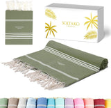 Strandhanddoek, groot, 200 x 200 cm, 100% katoen, stranddeken voor familie-saunahanddoek, XXL-zandvrije strandlig-hamamdoek, verpakt als cadeau