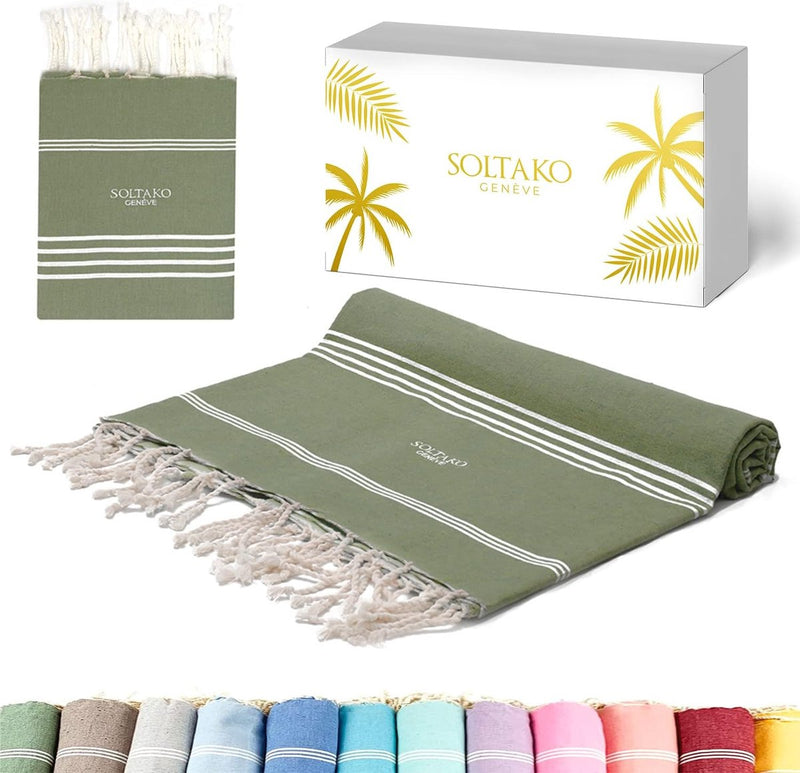 Strandhanddoek, groot, 200 x 200 cm, 100% katoen, stranddeken voor familie-saunahanddoek, XXL-zandvrije strandlig-hamamdoek, verpakt als cadeau