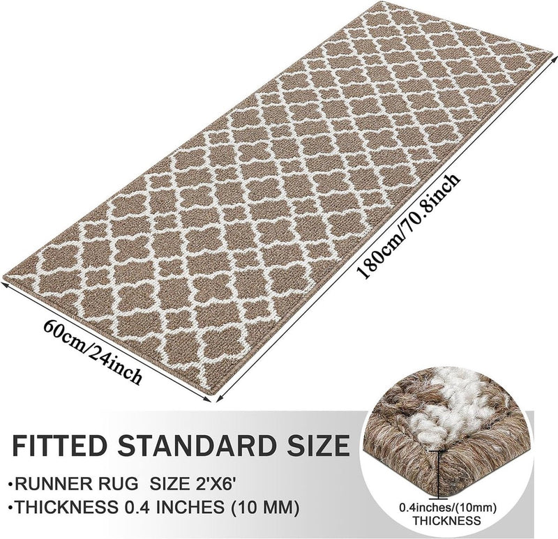 Tapijtloper voor gang, antislip, wasbaar 60 x 180 cm, bruin entreekleed, vuilvangmat, lange gangloper, deurmat voor binnen en buiten, keuken