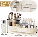 Make-up organizer Draaibaar, 2 in 1 cosmetische organizer, organizer kaptafelborstel, make-up organizer voor kaptafel slaapkamer badkamer