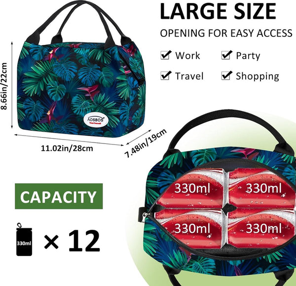 Kleine koeltas voor op reis, mini-lunchtas, lunchtas voor dames, geïsoleerde tas, maaltijdvoorbereidingstas, fietsontbijttas, opvouwbare thermische tas, 8,5 l, bladeren groen