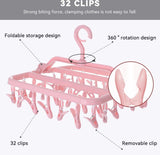 Droogrek, klein, inklapbaar, droogmolen voor buiten met 32 klemmen, waslijn, sokkendroger, camping, wasdroger, klein, voor ondergoed, sokken, handdoeken, babykleding