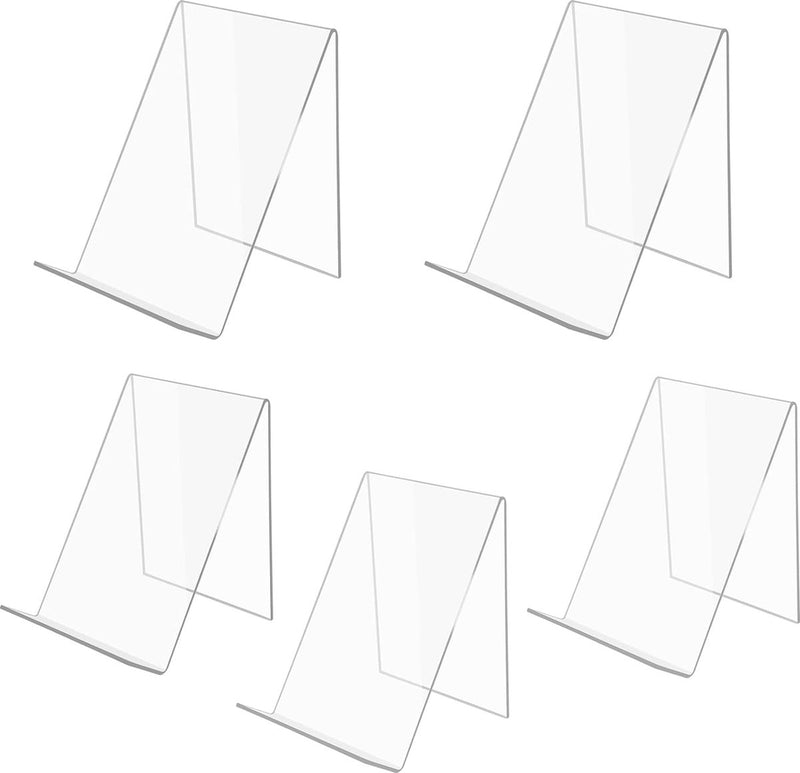 5 stuks acryl boekensteun, boekenstandaard, brochurestandaard, boekenstandaard, acrylstandaard, 13 x 11,5 x 10 cm, transparant, goederendrager, schuine standaard, brochurehouder