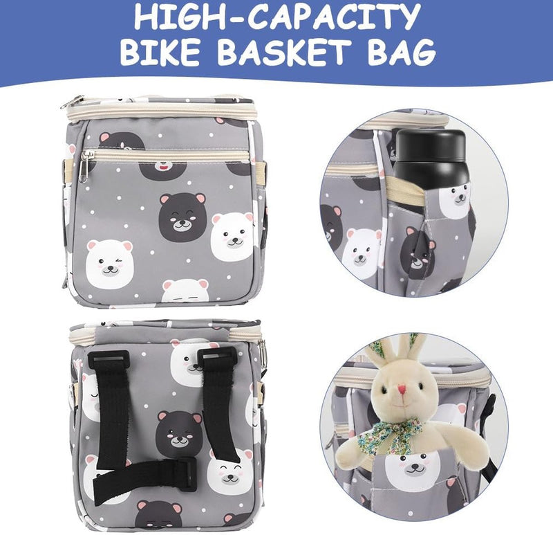 Stuurtas voor kinderen, stuurtas, fietsmand voor kinderen, afneembare fietsmand vooraan waterdichte stuurtas, fietstas voor fiets, driewieler, scooter, loopfiets