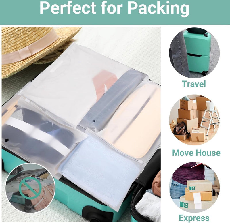 Zip Bags Kleding, 50 stuks 35 x 30 cm Zip Bags, Groot, Reistas, Kleding, Plastic Zak met Rits voor kleding, Handdoeken, Documenten, Reisaccessoires