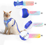 Supet Kattentuig en Lijn Set Escape Safe Kittentuigje Verstelbare Kattenvest Harnas met Reflecterende Strips Universele Kattenlijn en Harnas voor Katten Puppy's