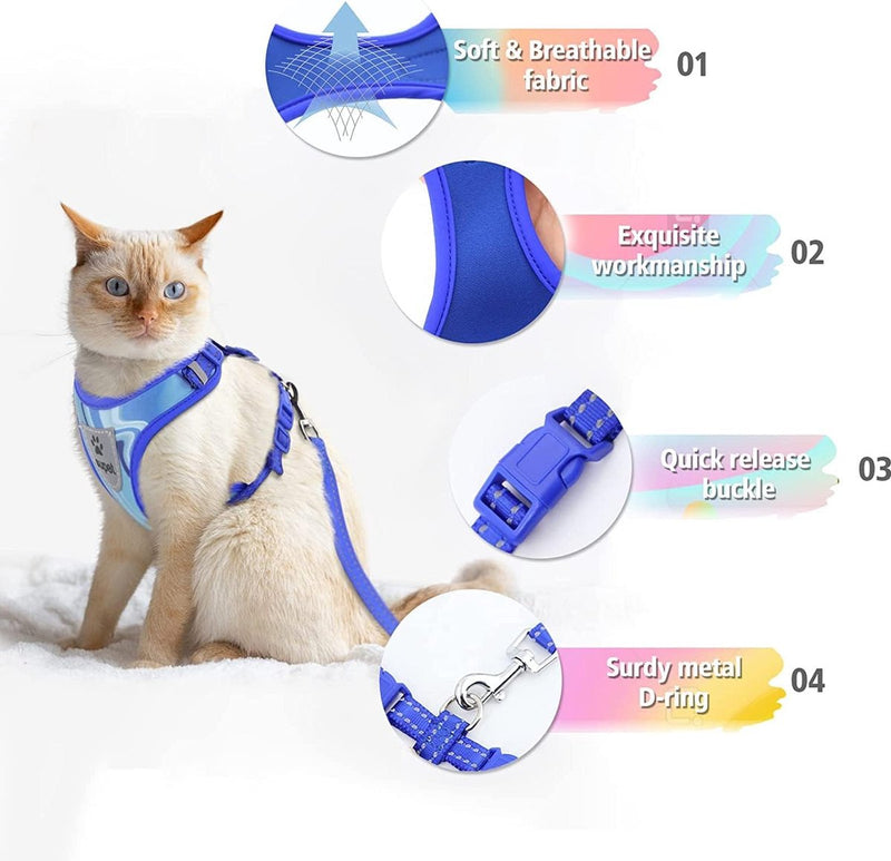Supet Kattentuig en Lijn Set Escape Safe Kittentuigje Verstelbare Kattenvest Harnas met Reflecterende Strips Universele Kattenlijn en Harnas voor Katten Puppy's