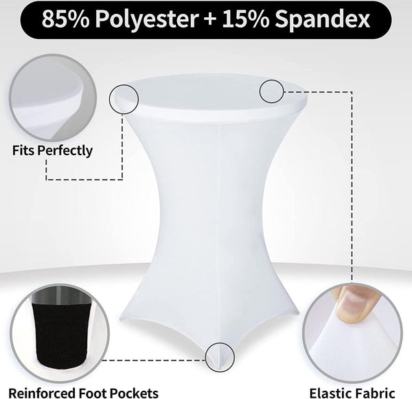 Set van 3 stretch statafelhoezen, statafels spandex stretch tafelkleed 80cm, voor bistrotafel 80-85 cm, voor ronde tafel, bruiloft, verjaardagsfeest, banket, tafeldecoratie