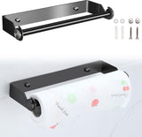 Keukenrolhouder, keukenrolhouder, wandmontage, papierrolhouder, wandrolhouder, RVS keukenrollen voor keukenrolhouder voor keuken, kast, badkamer (zwart 27 cm)