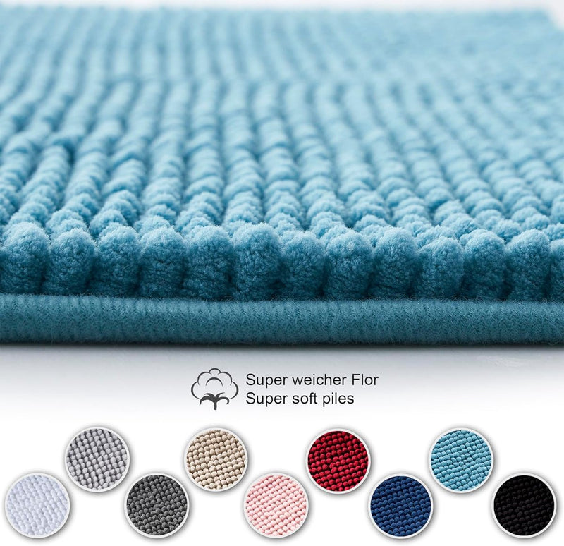 Badmat, antislip, combineerbaar als badmatset, badkamertapijt, badkamermat, wasbaar van chenille, douchemat voor douche, badkuipen, wc-mat, petrol-turquoise, 45x45 cm