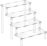 4-traps acryl riser display rek, standaard, tafelblad transparant, parfumorganizer, opslag voor Funko Pops figuren, nagellak, specerijen, cosmetica, kunsthandwerk, sieradenstandaard, cupcake, specerijen, helder