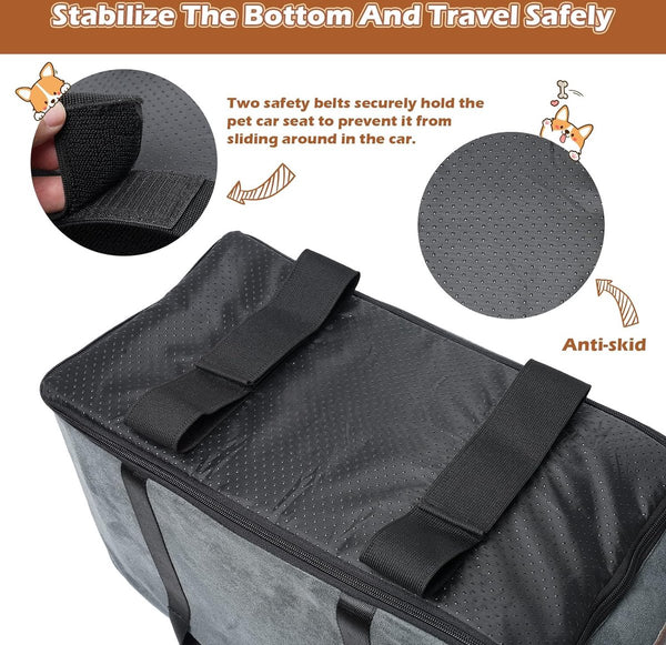 Hondenautostoel voor kleine honden, autostoeltje voor huisdieren, afneembaar en wasbaar, autostoeltje voor kleine huisdieren tot 13,5 lbs, middenconsole, honden en katten