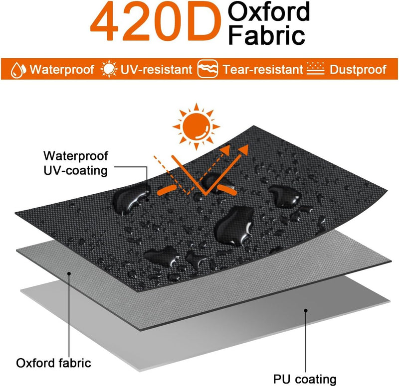 Afdekking voor tuinmeubelen, tuinstoelen, 65 x 65 x 120/80 cm, afdekhoes van 420D Oxford-weefsel, waterdicht, uv-bestendig, beschermhoes, zeil voor meubelsets, tuintafel, zitgroep, zwart