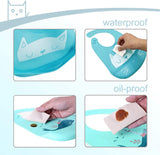 Babyslabbetjes, siliconen, waterdicht, 3 stuks, waterdicht, met 6 verstelbare toetsen, uniseks, om te spenen, BPA-vrij, eenvoudige reiniging, vaatwasmachinebestendig