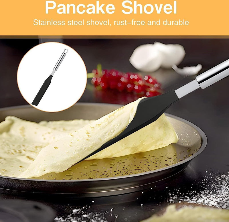 2-delige roestvrijstalen deegverdeler, T-vormige crêpes-distributeur, crêpes-distributeur, roestvrij staal voor pannenkoeken, pannenkoeken, omeletten, voor thuis, keuken, bakken, koken, bakgereedschap