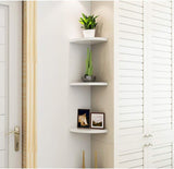 Moderne hoekwandplank, wandgemonteerde opbergplank, houten zwevende boekenplanken, waaiervormige muurverdeler, displayplank voor slaapkamer, woonkamer, woondecoratie, 3 stuks (wit)
