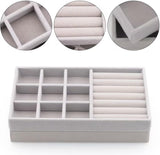 Sieradenbakjes, 2 stuks sieradenopberglades, fluwelen stapelbare sieradenlade-organizer, sieradenorganisatoren voor sieraden, oorbellen, armbanden, ringenopslag voor dames en meisjes