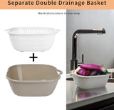 8-delige multifunctionele keukenzeefset, 2-in-1 keukenzeef, keukenvergiet, pastazeef, kunststof dubbellaagse afvoermand, rijstwaskom met zeef, gootsteenzeef voor fruit,