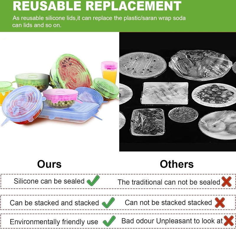18-delige siliconen dekselset - herbruikbare siliconen deksels voor potten - extra scheurbestendig en rekbaar, geschikt voor de meeste containers - premium deksels voor blikjes en kommen