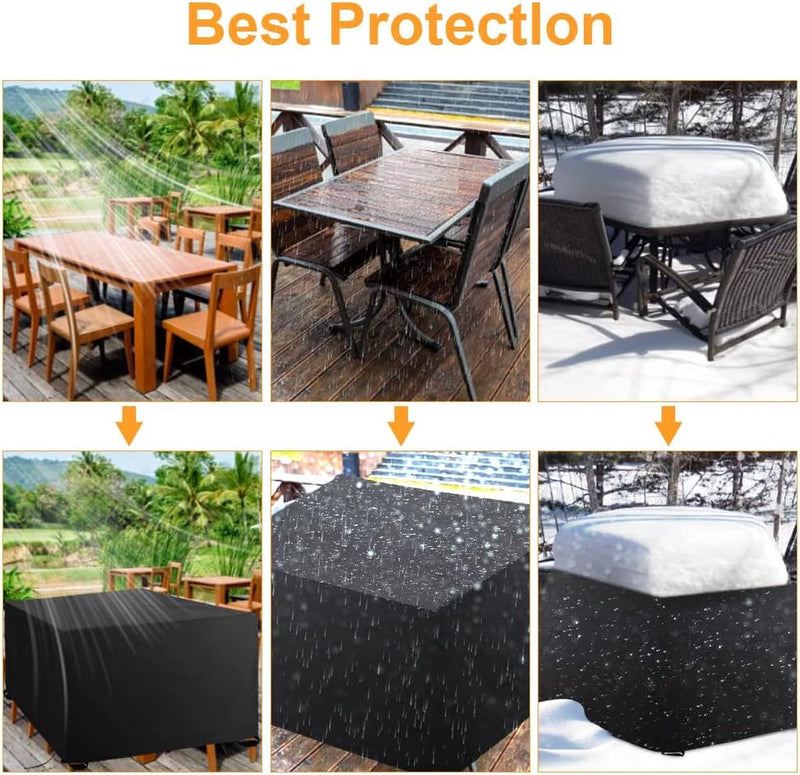 Tuinmeubelhoes, rechthoekig, zwaar uitgevoerd 420D Oxford-weefsel, zeildoek tuinmeubelen, waterdichte beschermhoes, anti-UV zeildoek voor tuintafels, terrasmeubilair (125 x 125 x 74