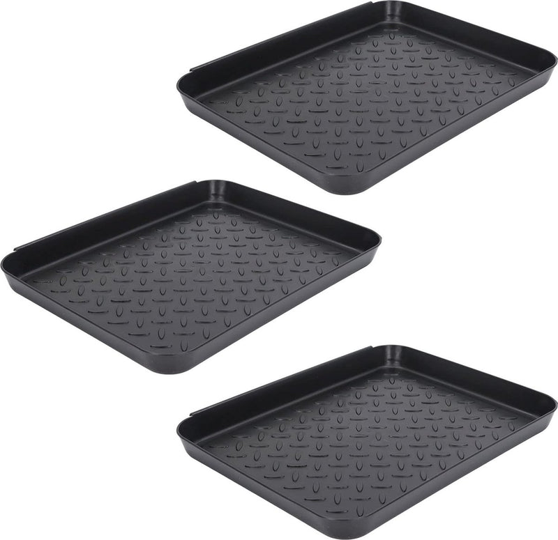 3 stuks schoenenafdruiprek, 35 x 27,5 x 3 cm, rubberen laarzenrek voor de entree, schoenafdruipbak, groot, voor schoenen, huisdieren, binnen en buiten
