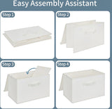 Opbergdozen met deksel, 2 stuks opbergdozen met deksel, opvouwbare organizerdozen stof, opbergmand met deksels voor kleding, witte vouwdozen met deksels voor kledingkast