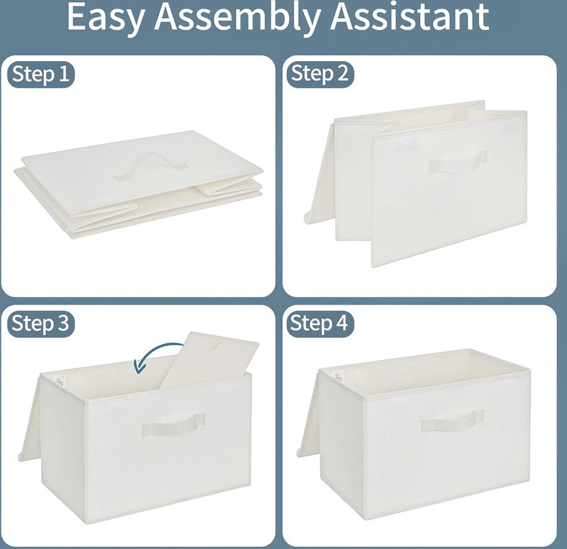 Opbergdozen met deksel, 2 stuks opbergdozen met deksel, opvouwbare organizerdozen stof, opbergmand met deksels voor kleding, witte vouwdozen met deksels voor kledingkast