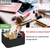 Houten desktoppen, 5 vakken, houten bureau-organizer, bureau-afstandsbedieninghouder met afneembare vakken, houten bureau-opbergdoos, multifunctionele opbergdoos voor kantoor, school en huishouden (B)